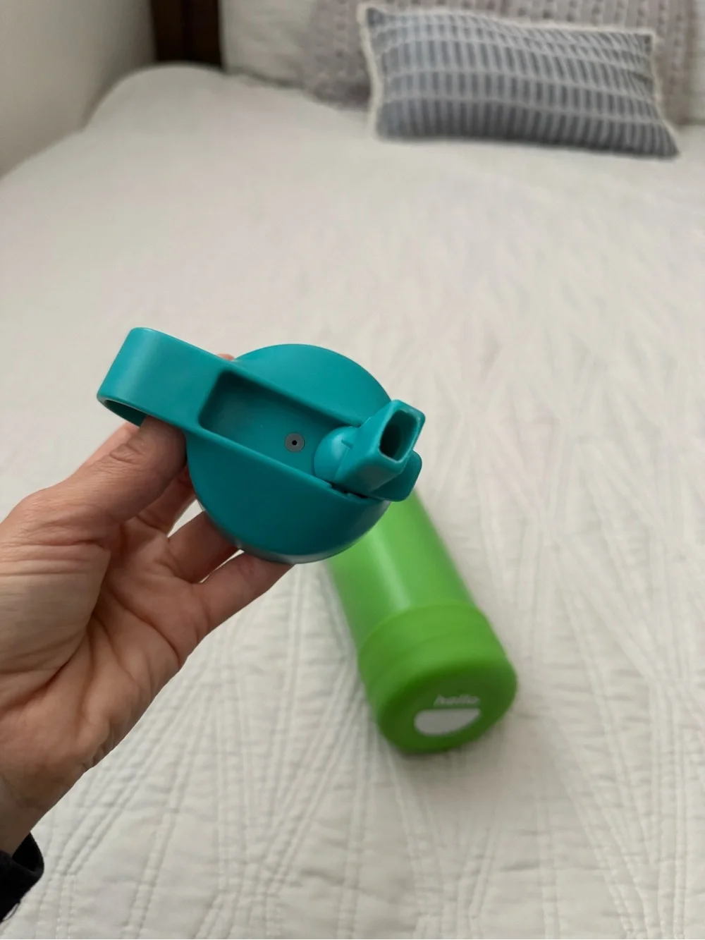 Hydro Flask lime green insulated bottle with teal straw lid